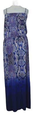 Dámske modro-fialové vzorované dlhé šaty Jasper Conran