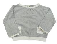 Sivý sveter s vreckami s mašľami Vertbaudet