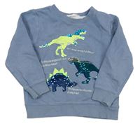 Svetlomodrá mikina s dinosaury z flitrů H&M