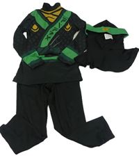 Kostým- černo-zelený overal+ kukla- Lego Ninja 