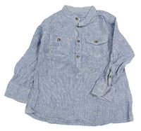 Modro-biela pruhovaná ľanová polo košeľa H&M