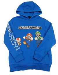 Modrá mikina se Super Mario a kapucí