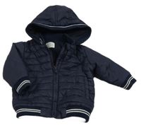 Tmavomodrá šušťáková zimná bunda s kapucňou zn. Next