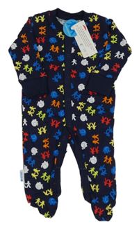 -Nové Tmavomodrý overal s panáčky a slonmi Matalan