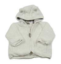 Bílá chlupatá podšitá propínací mikina s kapucí H&M