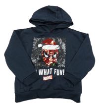 Tmavomodrá mikina s překlápěcími flitre a kapucňou Marvel