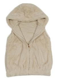 Béžová kožušinová podšitá vesta s kapucňou Nutmeg