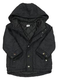 Černá melírovaná šusťáková zimní bunda s kapucí F&F