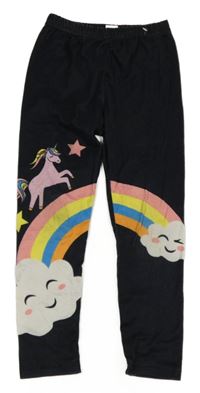 Čierne legíny s dúhou a jednorožcom Shein