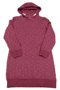 Vínové vzorované teplákové šaty s kapucí Yigga