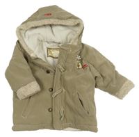 Béžová zimná bunda so sobom a kapucňou