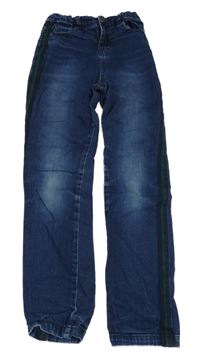 Tmavomodré slim rifle s proužkem Vertbaudet