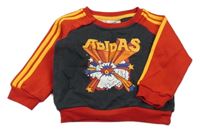 Antracitovo-červená mikina s potiskem Adidas