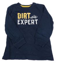 Tmavomodré tričko s nápisom a bágrom Topolino