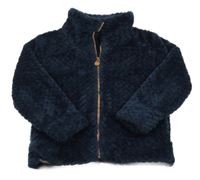 Tmavomodro chlupatá propínací mikina s kapucí a kapsam Regatta