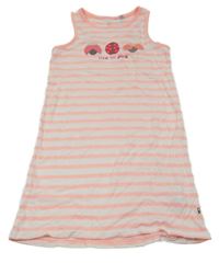 Ružovo-biele pruhovaný top s broučky Okaidi