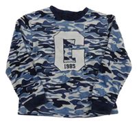 Modro-šedé sametové army pyžamové triko 