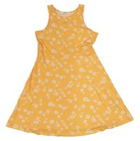 Oranžové kvetované bavlnené šaty H&M