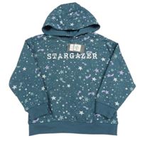 Zelenošedá s hvězdami, nápisom a kapucňou Primark