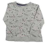 Sivá mikina s dinosaurami a srdiečkami Mothercare
