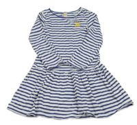 Tmavomodro-biele pruhované bavlnené šaty so slniečkom TCM