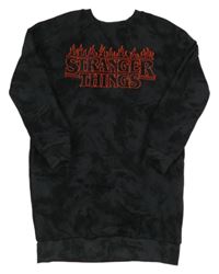Černé batikované teplákové šaty - Stranger things