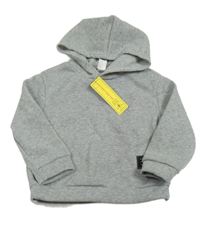 Nové - Sivá melírovaná mikina s nášivkou a kapucňou Shein