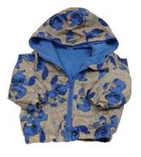 Hnedo-modrá šušťáková jarná bunda so Stitchem a kapucňou Disney