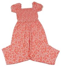 Červeno-bílý květovaný kalhotový overal Dunnes