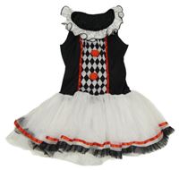 Kostým - Černo-bílé kárované šaty s tylem 