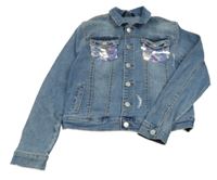 Modrá rifľová crop bunda s pajetkami George