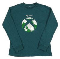 Tmavozelené tričko s logem X-Box z překlápěcích flitrů M&S
