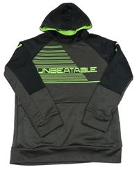 Tmavošedo-černá thermo mikina s nápisem a kapucí Magunn