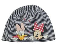 Tmavomodro-bílá pruhovaná čepice s Minnie a Daisy Disney