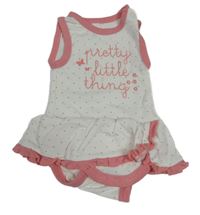 Bílé puntíkaté šatové body s nápisem a růžovým lemem Calvin Klein