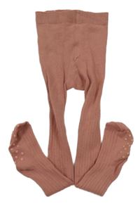 Růžové žebrované punčocháče