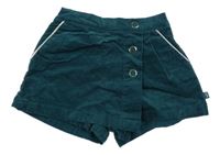 Petrolejové manšestrové sukňové kraťasy okaidi