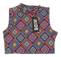 Nové - barevný vzorovaný crop top 