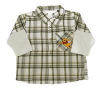 Khaki-smetanová kostkovaná košile s Púem a trikem Disney,