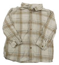Smetanovo-hnědá kostkovaná košile H&M