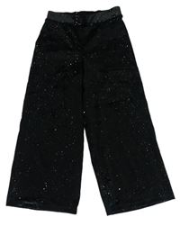 Čierne zamatové trblietavé culottes nohavice George