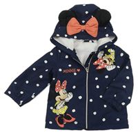 Tmavomodrá šušťáková jesenná bunda s Minnií a kapucňou zn. Disney