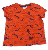 Červené tričko s mořskými živočichy So Cute 