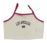 Bielo-ružový crop top s nápisom Shein