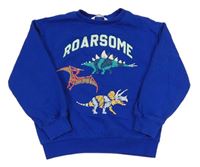 Kobaltově modrá mikina s dinosaurami M&S