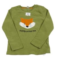 Nové - Khaki fleecová mikina s líškou Little kids