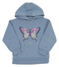 Modrá mikina s motýlem a kapucí Primark