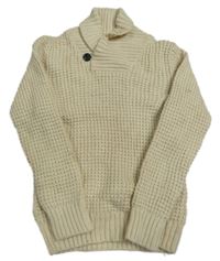 Béžový vzorovaný sveter s golierom H&M