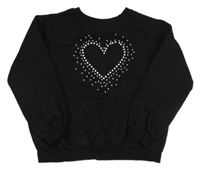 Čierna mikina so srdíčkem z kamínků H&M