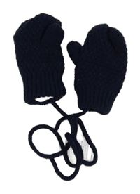 Tmavomodré pletené vzorované palcové rukavice C&A